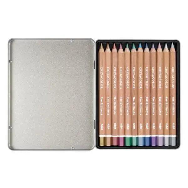 Cretacolor The Brilliants Metallic Color Pencils Tin Box Of 12 Pcs
