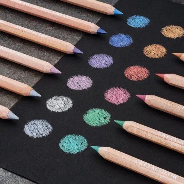 Cretacolor The Brilliants Metallic Color Pencils Tin Box Of 12 Pcs