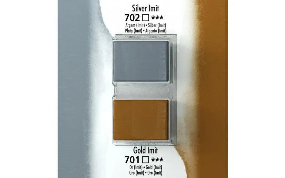 Daler Rowney Aquafine Watercolour Half Pan Pack Of 2 – Gold/Silver