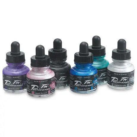 Daler Rowney FW Pearlescent Liquid Acrylic Inks Set of 6 - 30ml