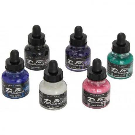 Daler Rowney FW Pearlescent Liquid Acrylic Inks Set of 6 - 30ml