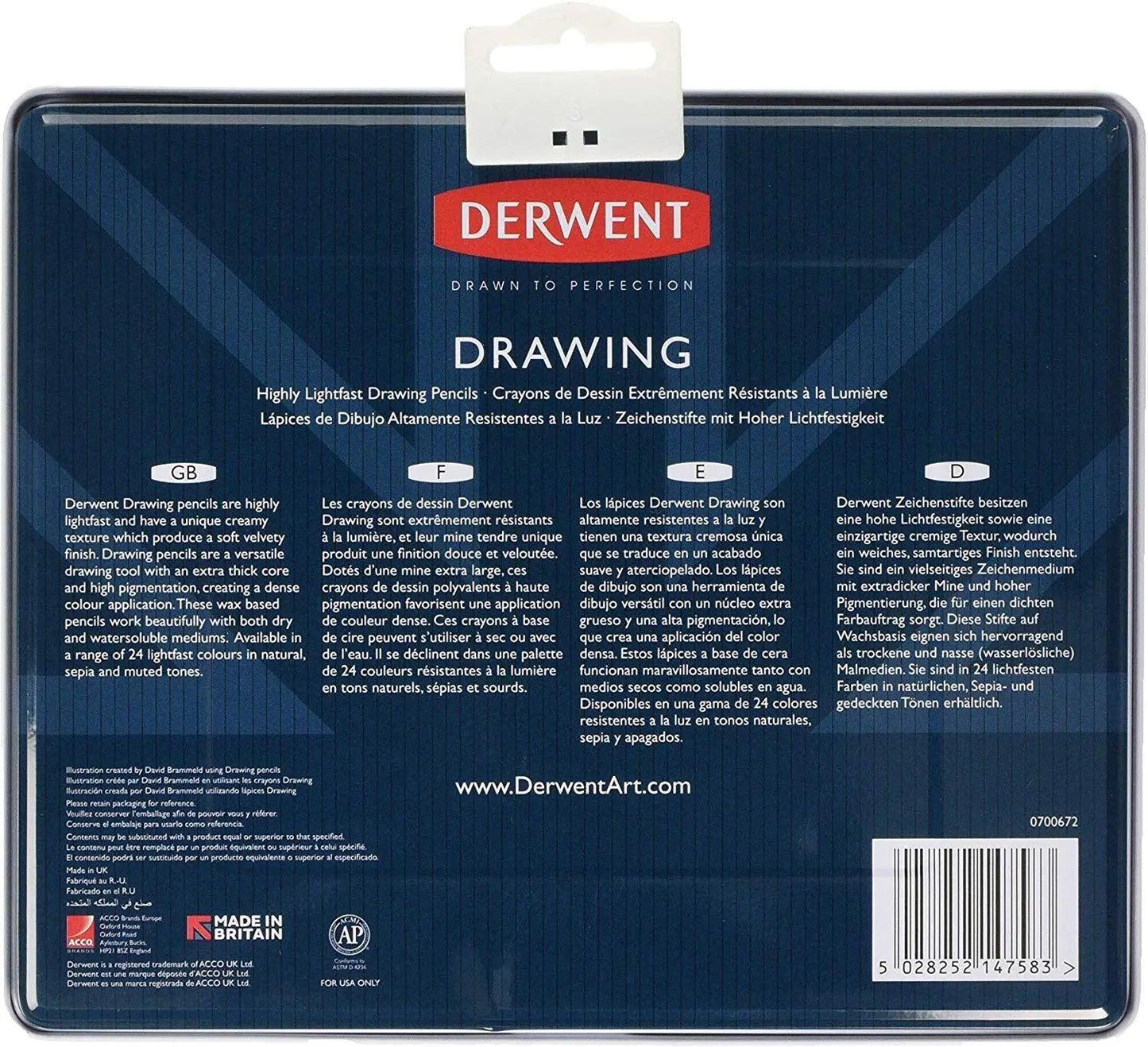 Derwent Colored Drawing Pencils Tin Of 12/24