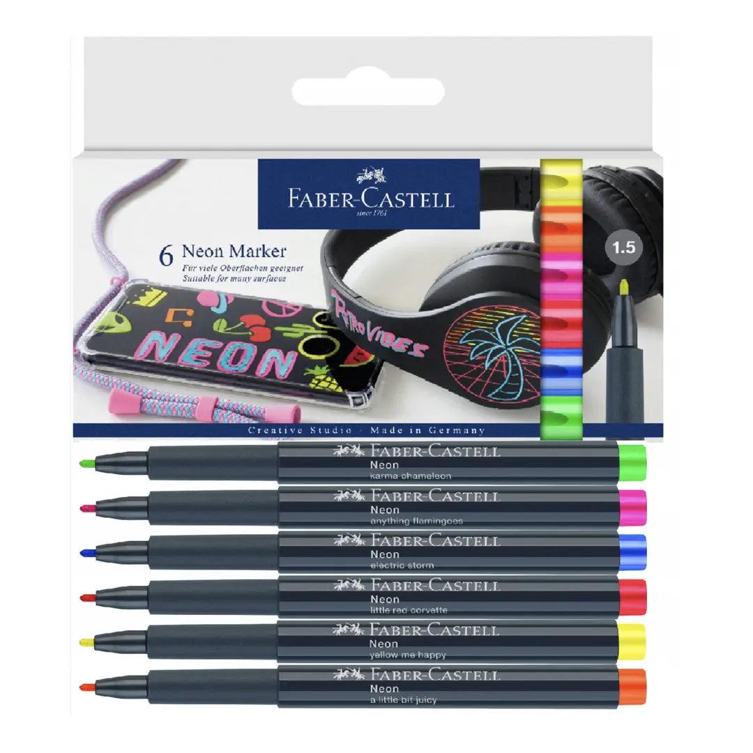 Faber Castell Neon marker, cardboard wallet of 6
