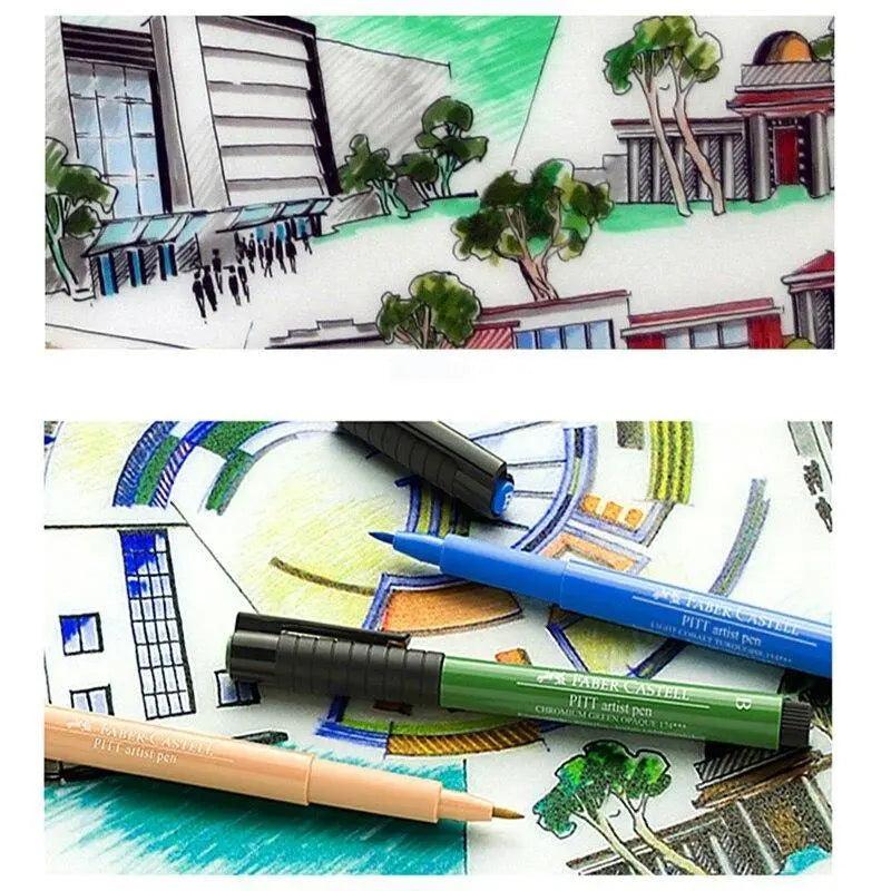 Faber Castell Pitt Artist 6 Brush Pen Wallet Set Landscape