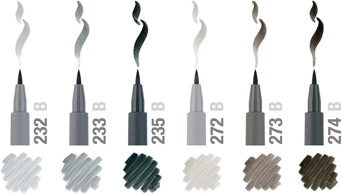 Faber Castell Pitt Artist Pen Brush Shades of Grey Wallet of 6