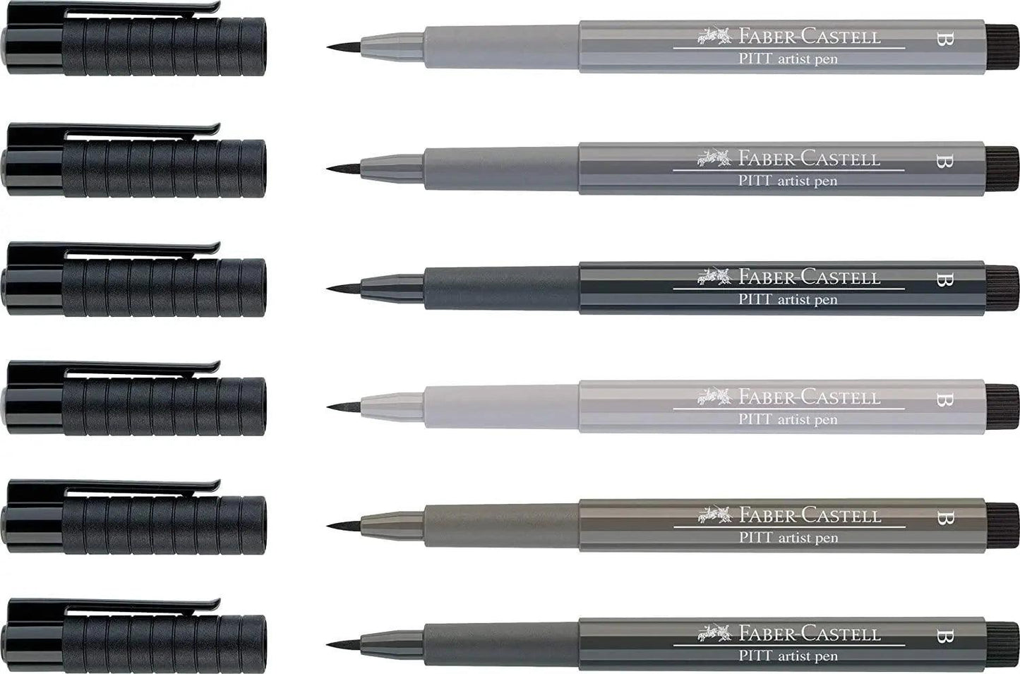 Faber Castell Pitt Artist Pen Brush Shades of Grey Wallet of 6