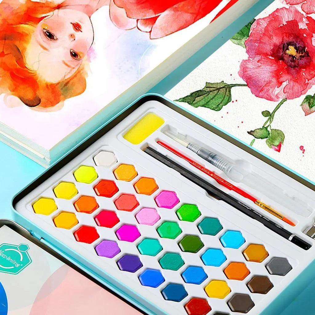 Giorgione 52 Pieces Set with 36 Watercolors Paint Set Brushes Sponges Watercolor Paper Art Drawing