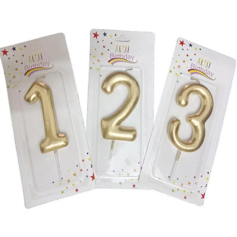 Gold Metallic Large Number Birthday Cake Candles
