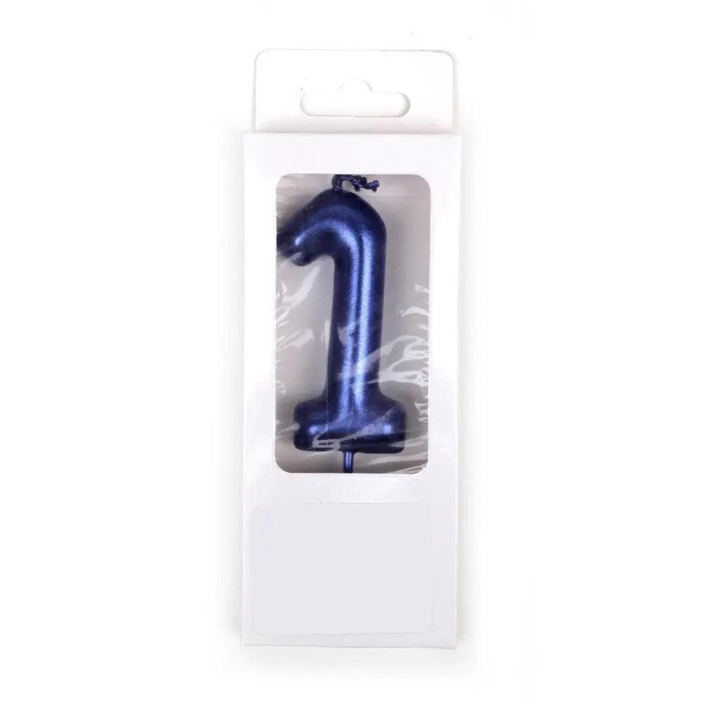 Happy Birthday No 1 Numeric Candle - Navy (NC-019)
