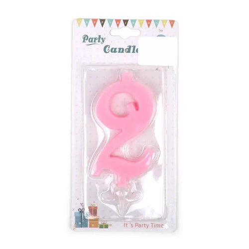 Happy Birthday No 2 Cake Topper Candle - Pink (NC-002)