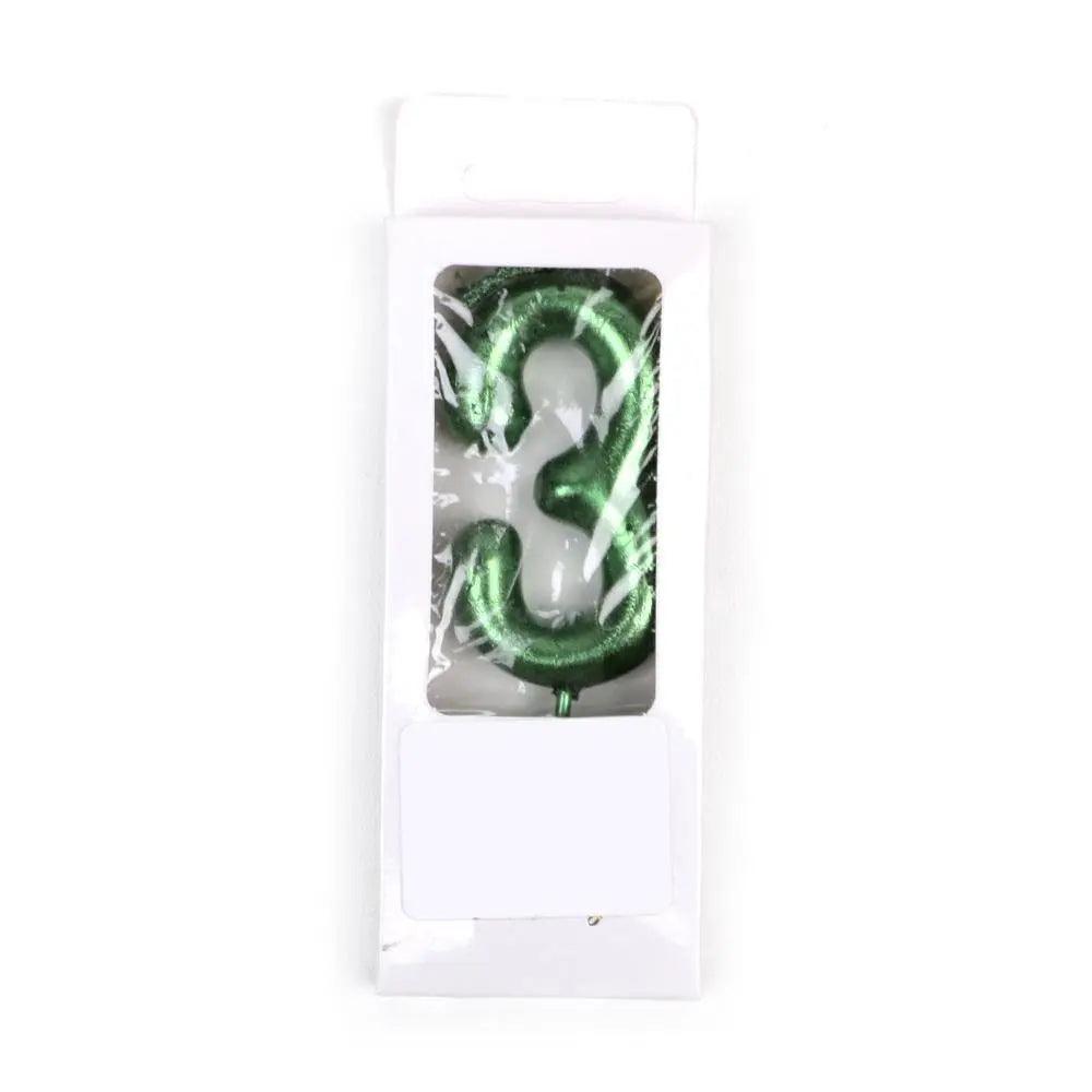 Happy Birthday No 3 Numeric Candle - Green (NC-025)