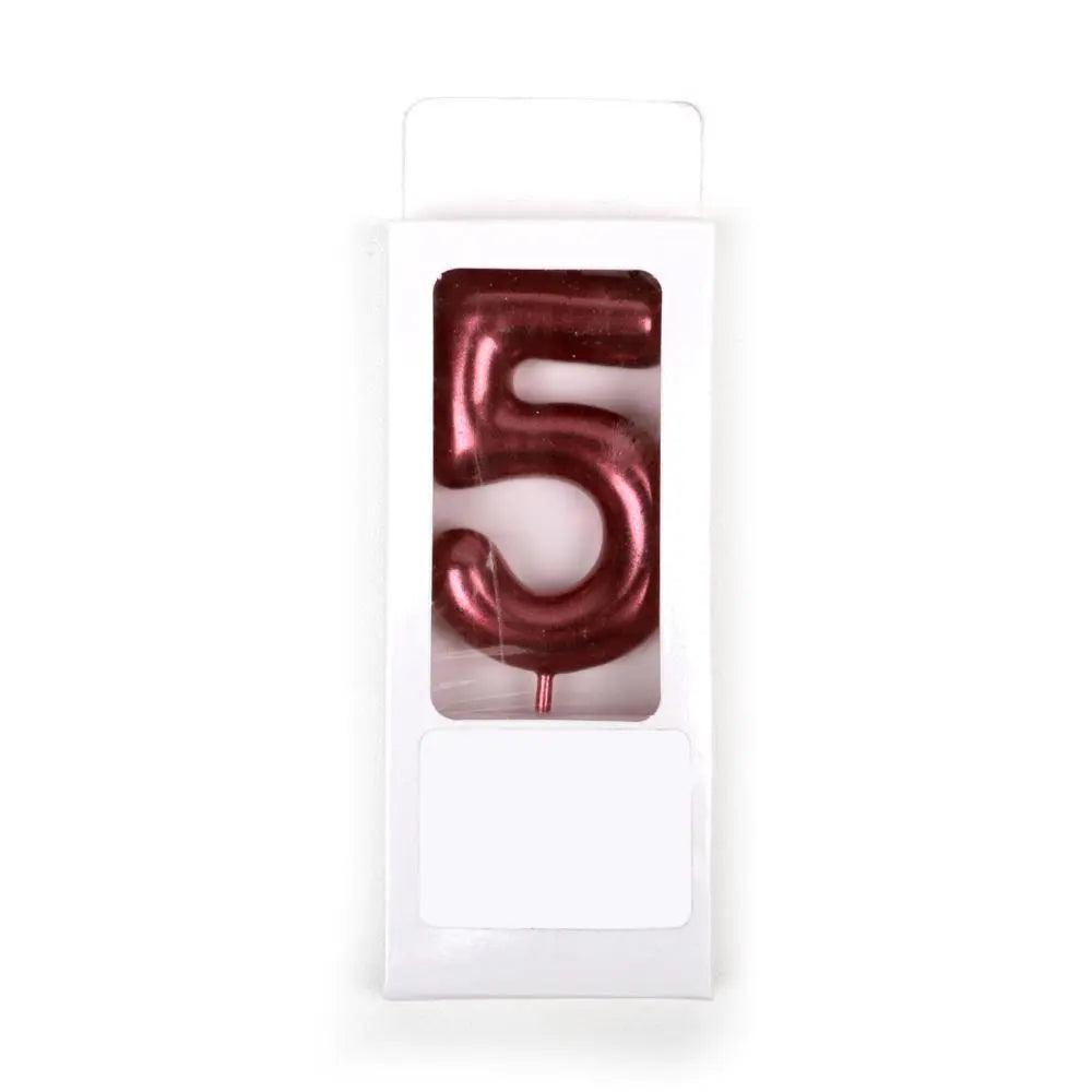 Happy Birthday No 5 Numeric Candle - Maroon (NC-023)