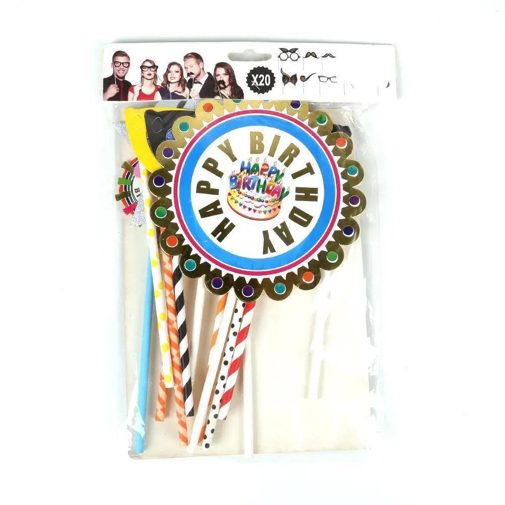 Happy Birthday Photo Props Multi - 20 Pcs (1585-C)
