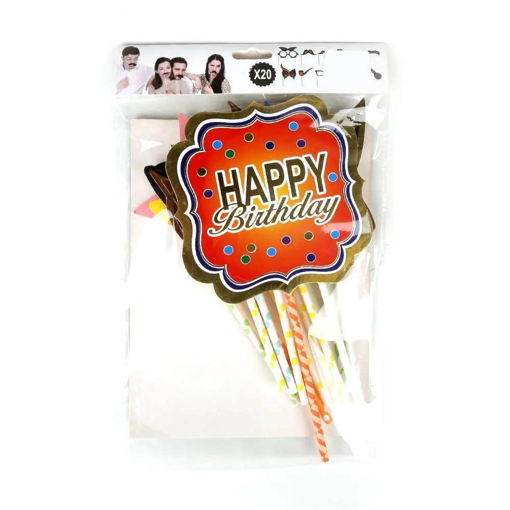 Happy Birthday Photo Props Multi - 20 Pcs (1585-D)