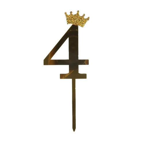 Happy Party No 4 Cake Topper - Gold (NC-033)