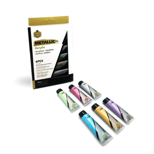 Keep Smiling Metallic Acrylic Paint 30ml Pack of 6