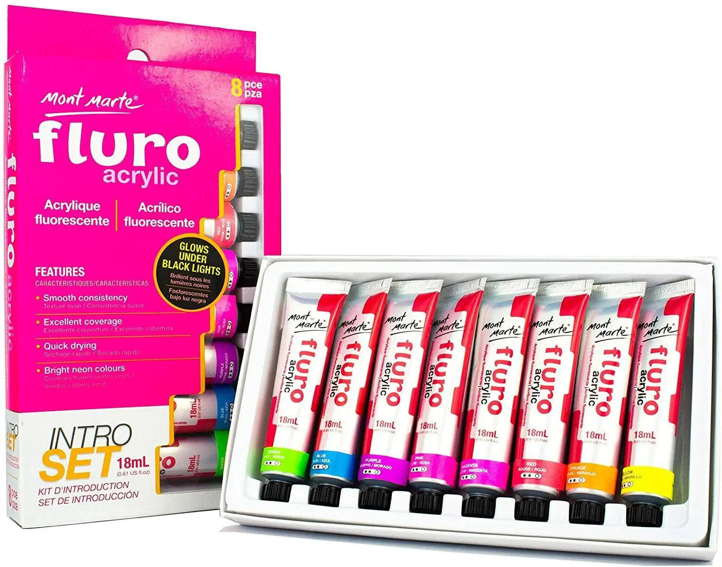 MONT MARTE fluorescent Paint Set (8 x 18ml)