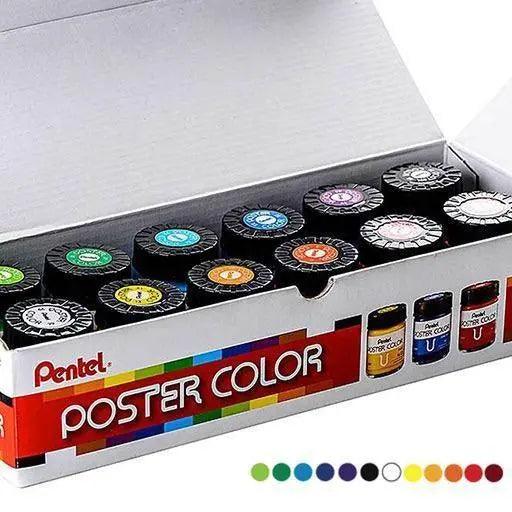 Pentel Poster Colors Paint Set 12 Colors 30ml