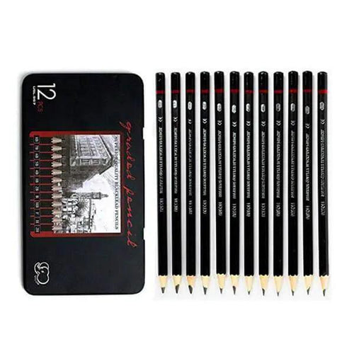 Ulson Graded Black Lead Pencils Tin Sketch And Drawing
