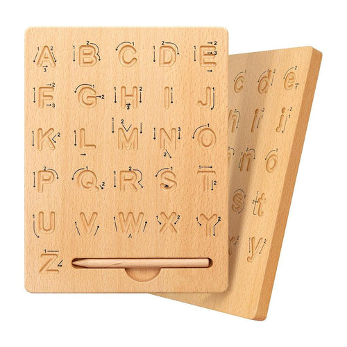 Wooden Letter Tracing Board Double-Sided, Alphabet