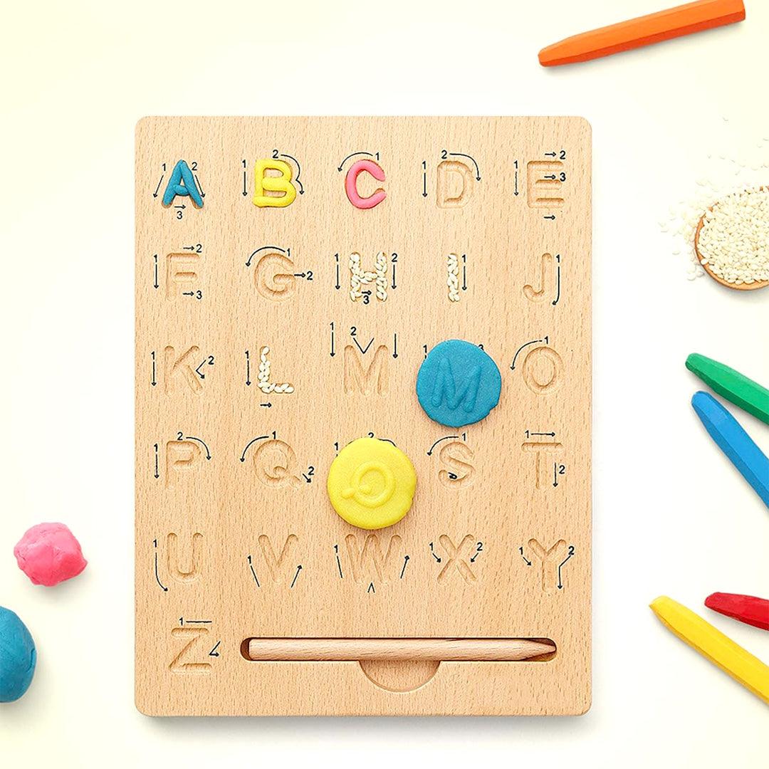Wooden Letter Tracing Board Double-Sided, Alphabet