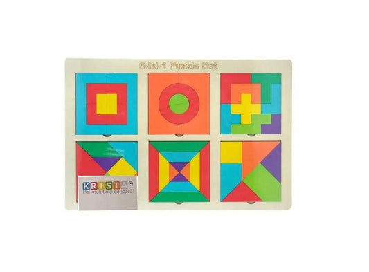 6 In 1 Puzzle Set Wooden Board