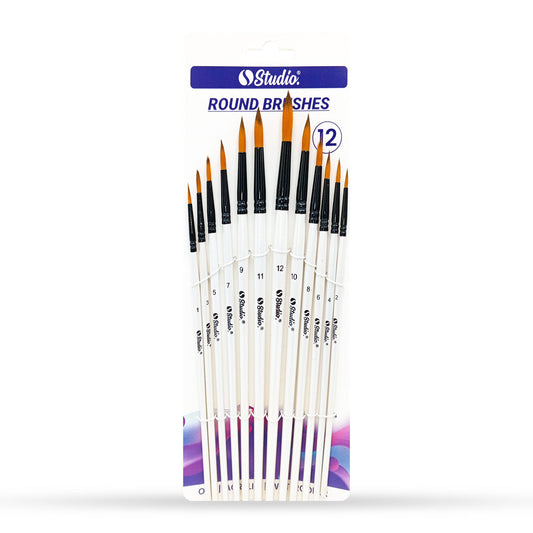Studio Paint Brush Set Round (12 Pcs)