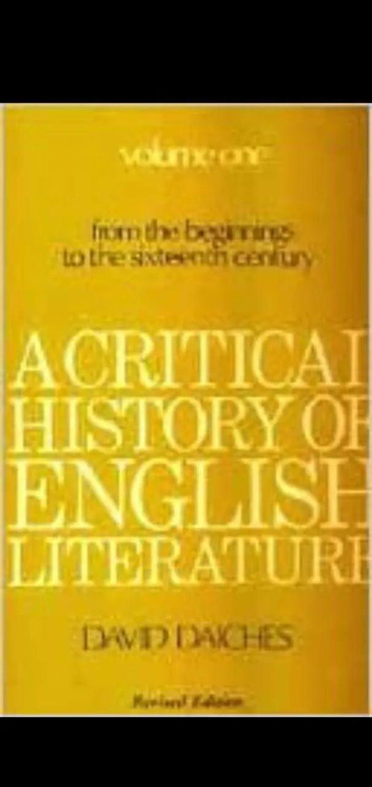 Acritical History of English Literature