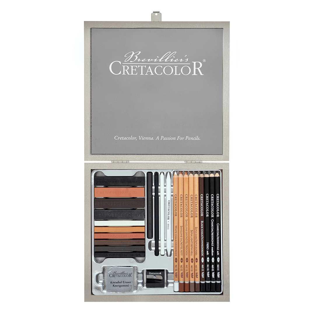 Cretacolor Passion Wooden Box Sketching and Drawing Set Of 25 Piece