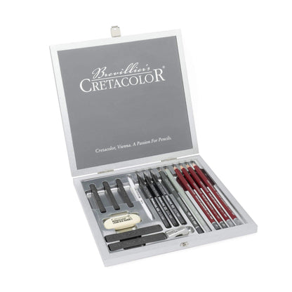 Cretacolor Silver Box Graphite and Drawing Set 17 Pcs