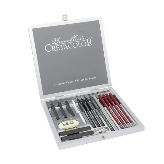 Cretacolor Silver Box Graphite and Drawing Set 17 Pcs