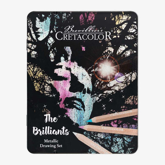 Cretacolor The Brilliants Metallic Color Pencils Tin Box Of 12 Pcs