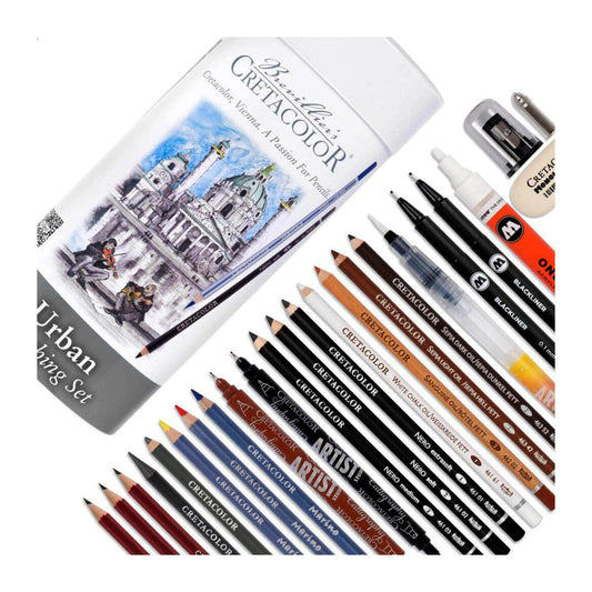 Cretacolor Urban Sketching Set 24 Pcs – In Oval Tin Box