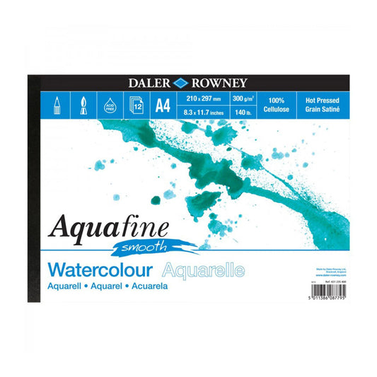 DALER ROWNEY AQUAFINE WATERCOLOUR PAD LANDSCAPE 300G A4 SMOOTH