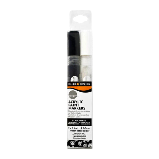 Daler Rowney Black & White Simply Acrylic Paint Markers Set Of 2