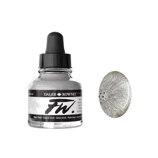 Daler Rowney FW Acrylic Artist Ink – Silver 30ML