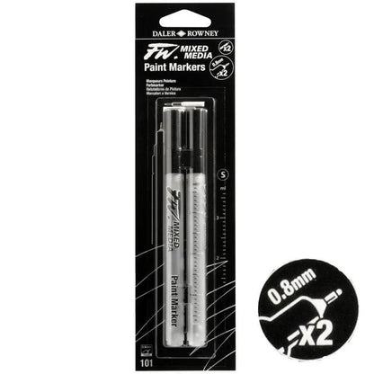 Daler Rowney FW Mixed Media Technical Paint Markers 0.8mm Pack Of 2