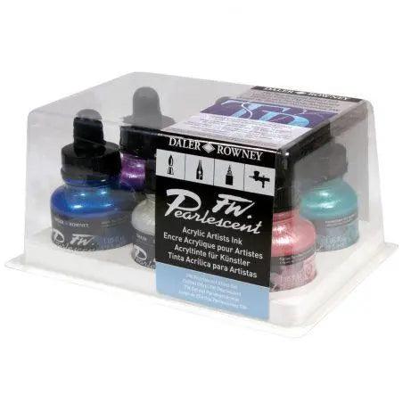 Daler Rowney FW Pearlescent Liquid Acrylic Inks Set of 6 - 30ml