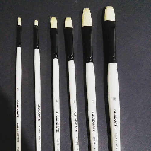 Daler Rowney Graduate Flat Birstle Hair Brushes – Long Handle