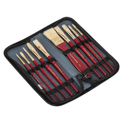 Daler Rowney Simply Bristle Hair Brush Set of 10 Pcs With Zip Case (Damaged Articles)