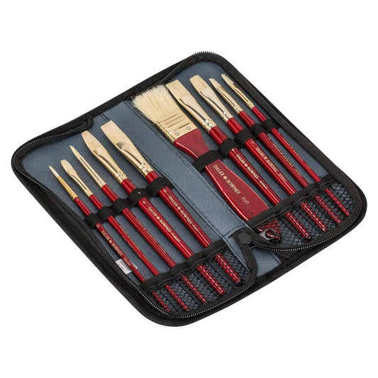Daler Rowney Simply Bristle Hair Brush Set of 10 Pcs With Zip Case (Damaged Articles)