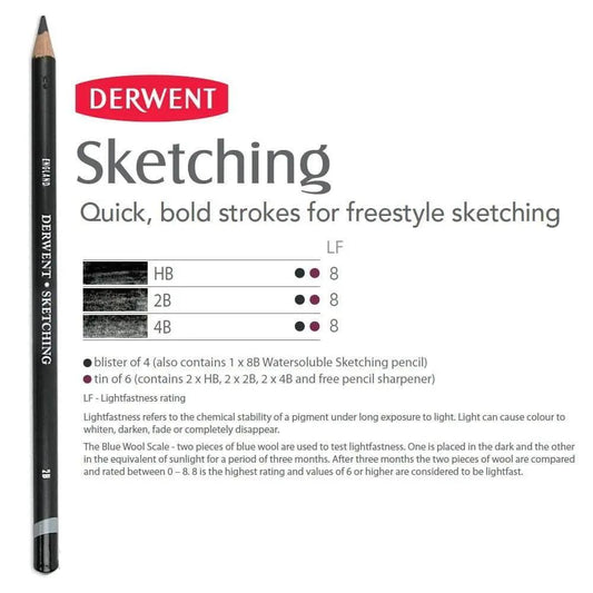 Derwent Sketching Pencils HB - 2B - 4B