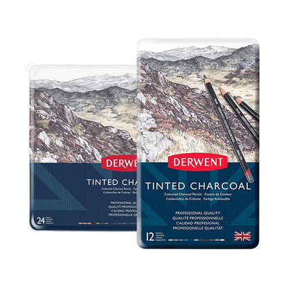 Derwent Tinted Charcoal Drawing Pencils Set of 12/24