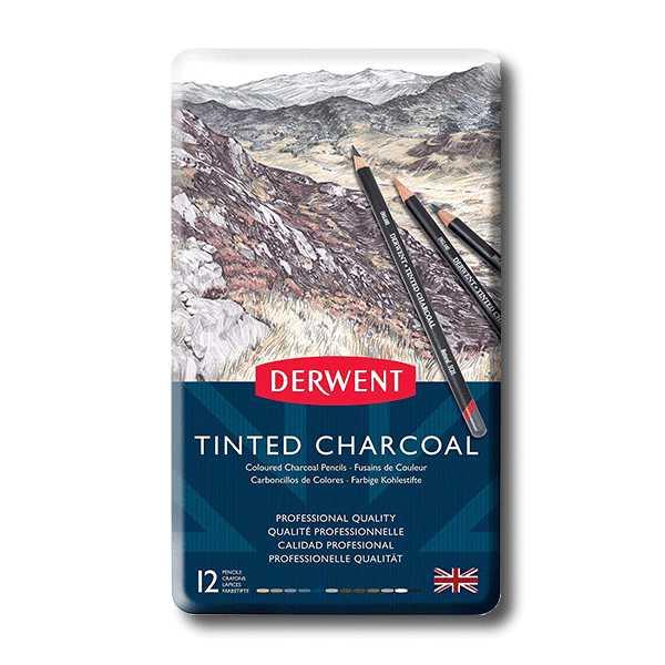 Derwent Tinted Charcoal Drawing Pencils Set of 12/24