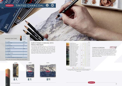 Derwent Tinted Charcoal Drawing Pencils Set of 12/24
