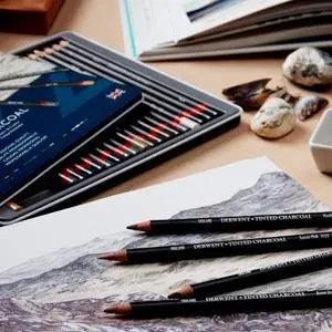 Derwent Tinted Charcoal Drawing Pencils Set of 12/24