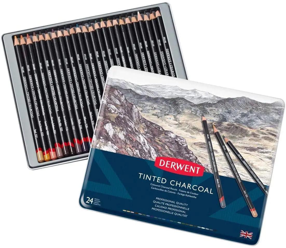 Derwent Tinted Charcoal Pencils Tin Pack Of 24
