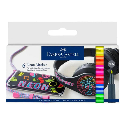 Faber Castell Neon marker, cardboard wallet of 6