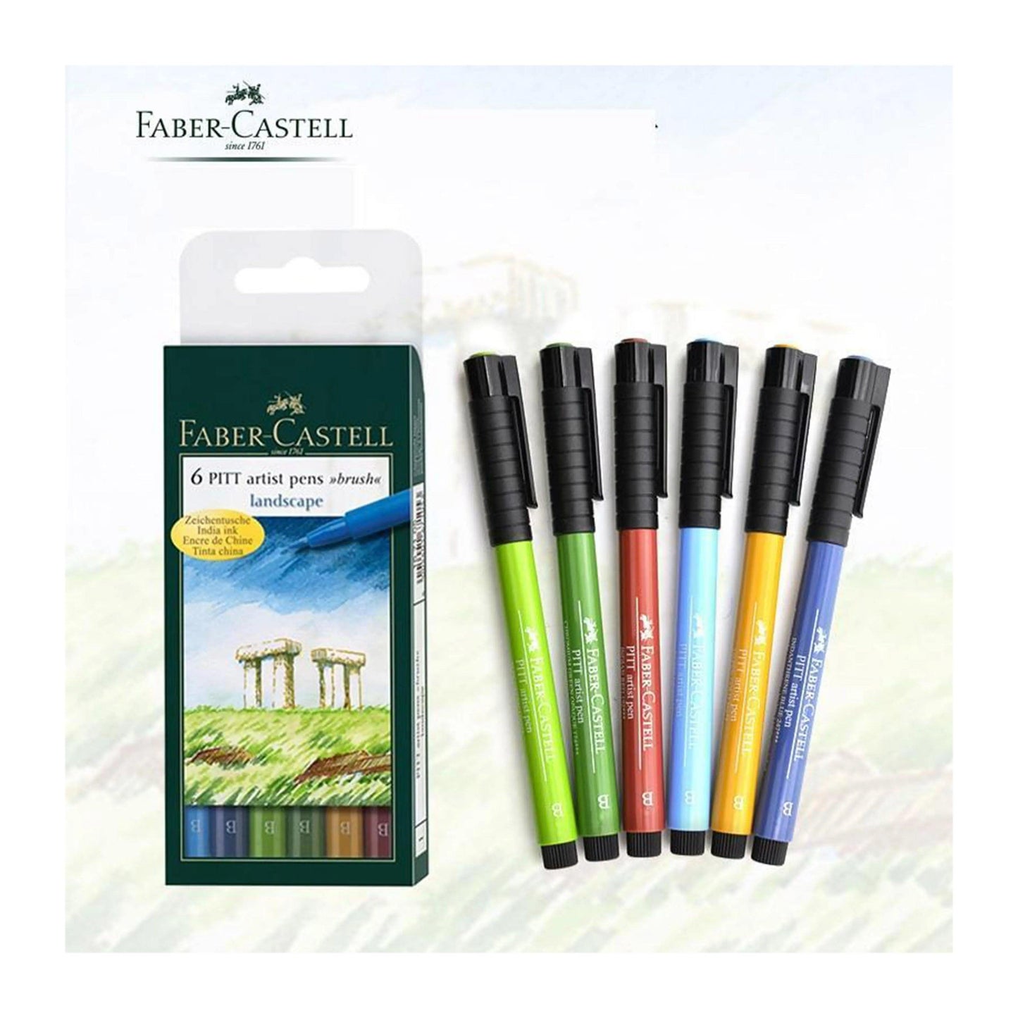 Faber Castell Pitt Artist 6 Brush Pen Wallet Set Landscape