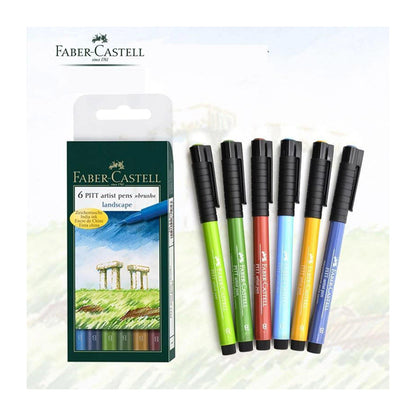 Faber Castell Pitt Artist 6 Brush Pen Wallet Set Landscape